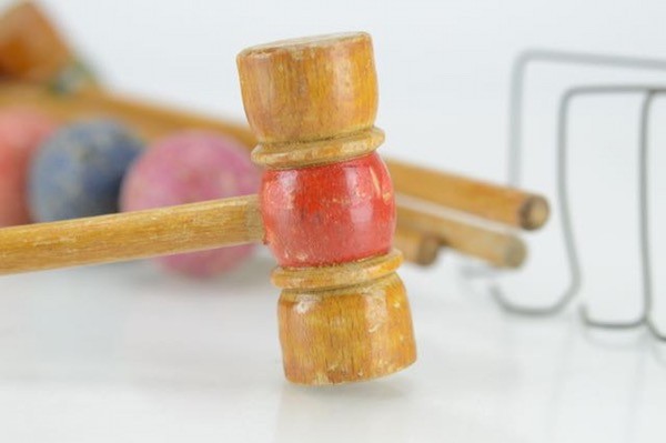 vintage Table Croquet tabletop parlor game by Spears Games 1900s-1910s Original Box & Complete Inside - image 7 of 11