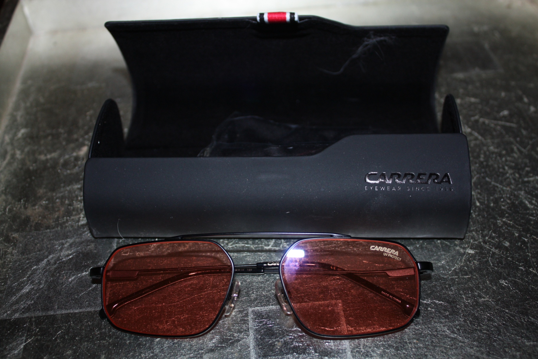 Carrera Designer Sunglasses with Case – Red Tinted Lenses, Sleek Metal Frame - 2016T/S  - image 1 of 4