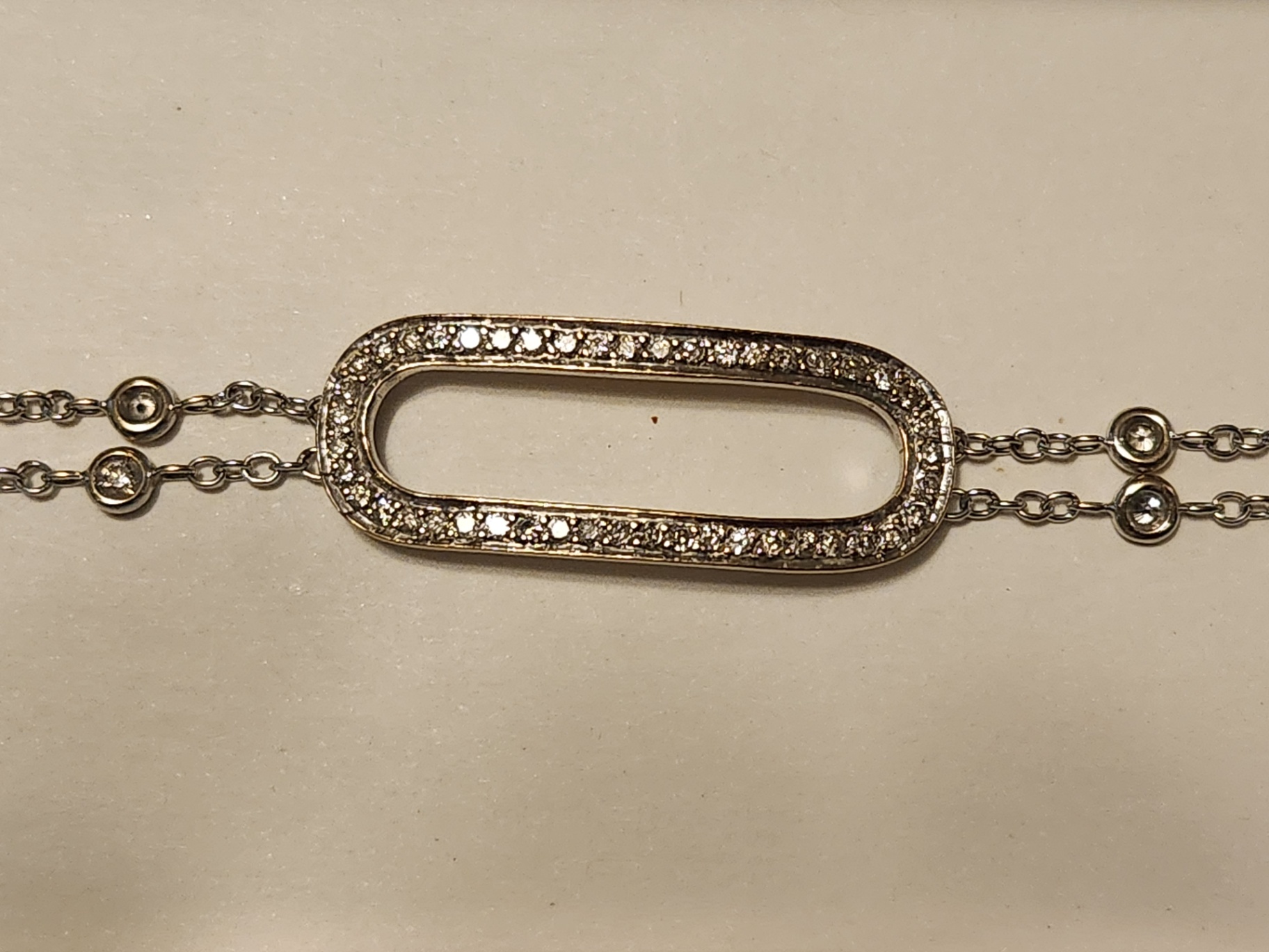 Vintage 18k White Gold Diamond Bracelet with Stylized "C" Hallmark - image 8 of 14