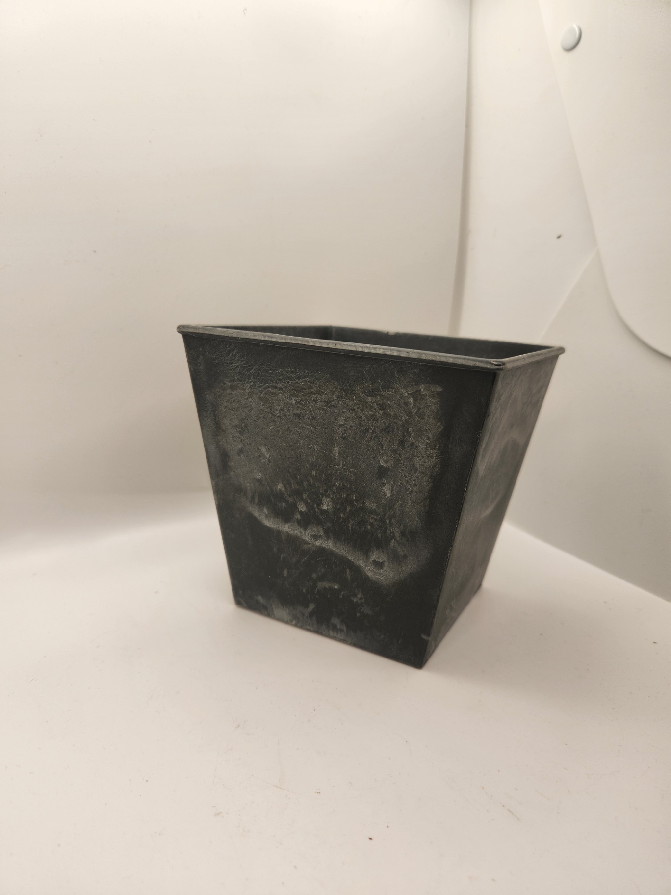 Group of Three Planters – Ceramic Urn, Wooden Box Planter & Black Metal Square Planter - image 4 of 7