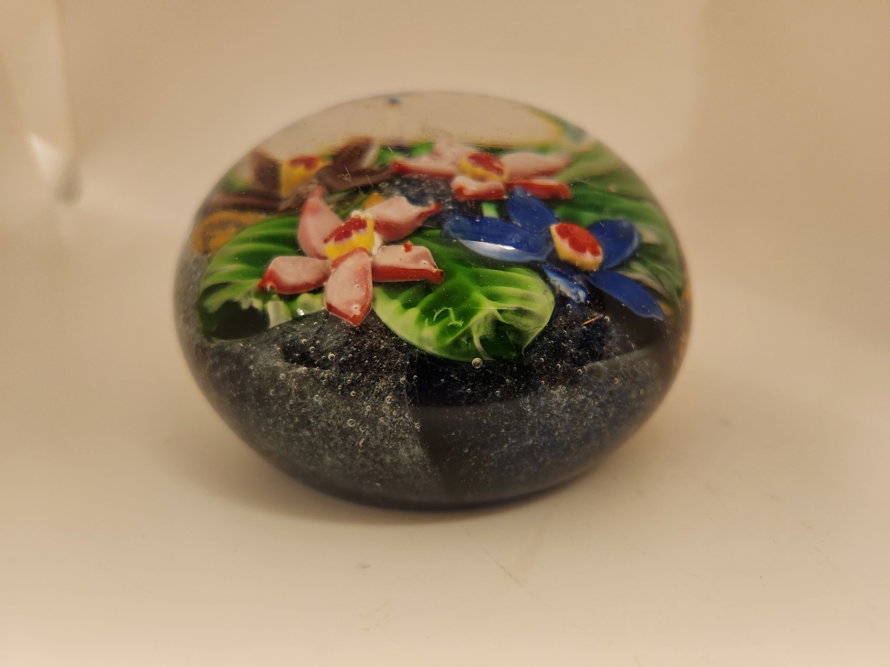 Vintage Murano Art Glass Floral Paperweight with Millefiori Ground & Cane Flowers – Italy - image 10 of 13