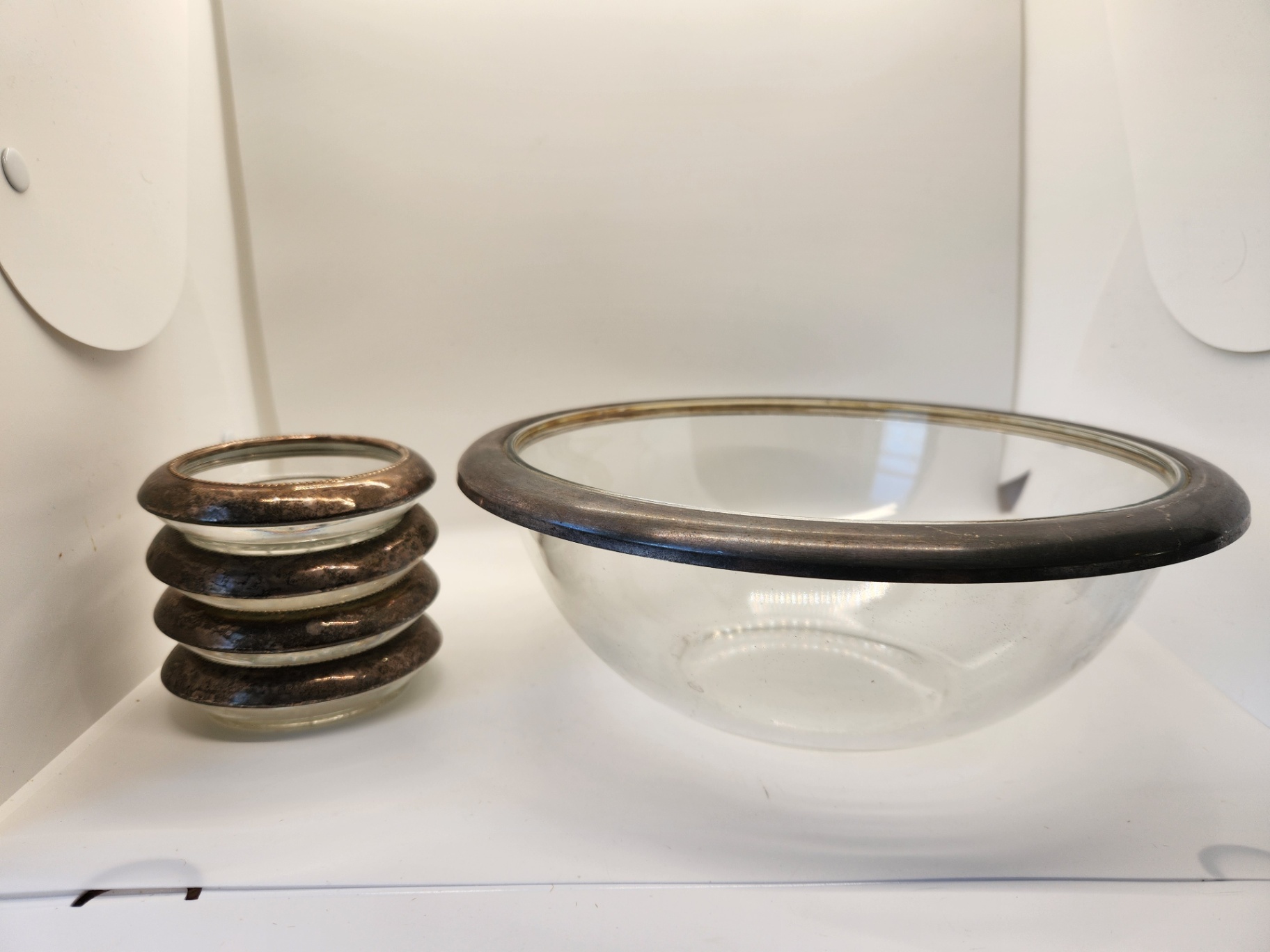 Vintage 5-Piece Silver-Rimmed Glass Serving Set - Mid-Century Modern - Mold 30/30 - image 1 of 10