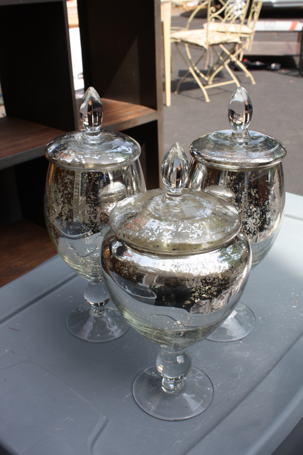 Silvered Mercury Glass Jars 3 Piece Set - image 1 of 4