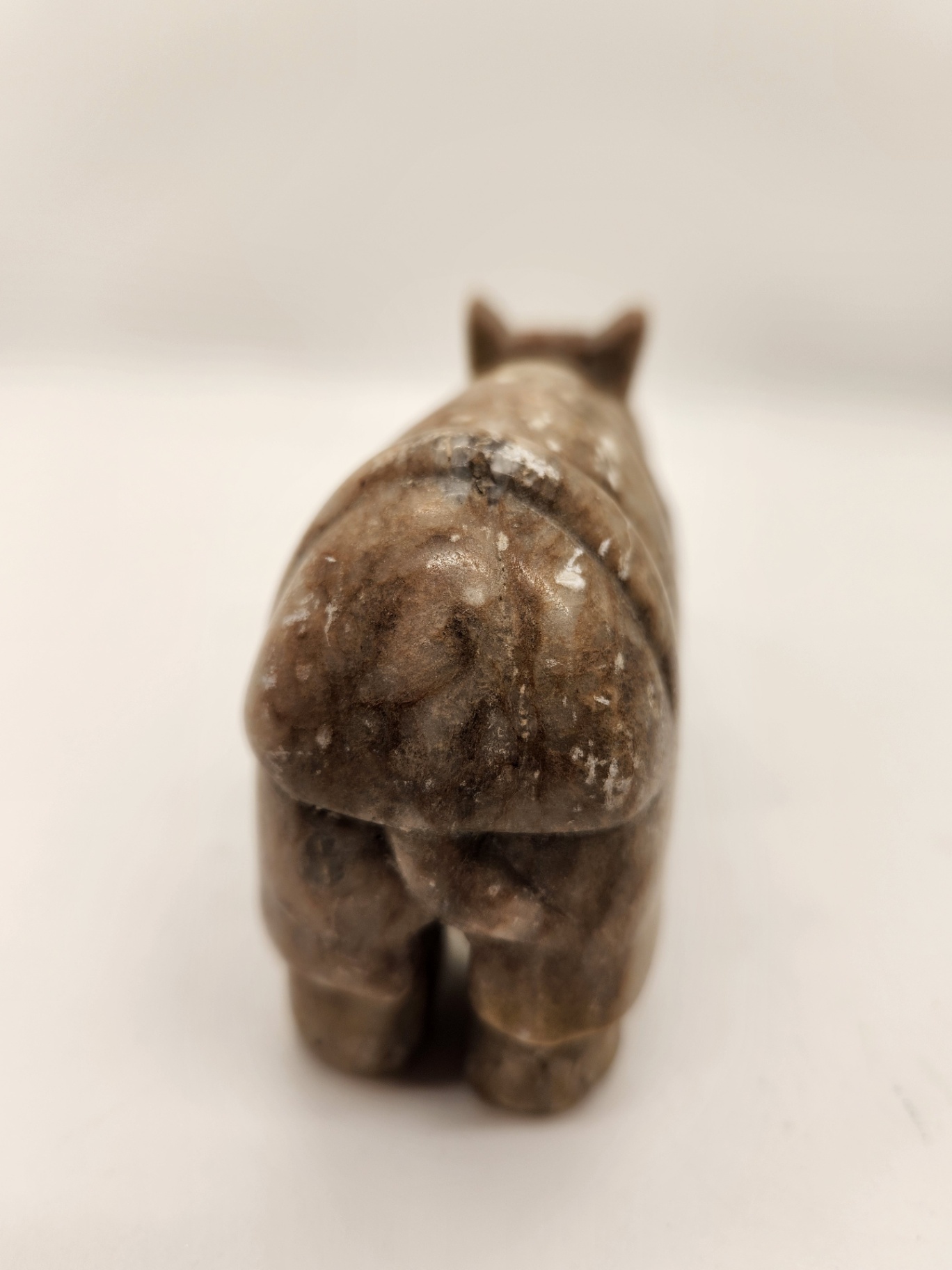 Hand-Carved Nephrite Jade or Serpentine Pig with Coin Motif & Soapstone/Marble Sculptural Rhinoceros Vintage Asian Stone Figures – Green Serpentine Pig with Coin & Brown Rhino Sculpture - image 14 of 15