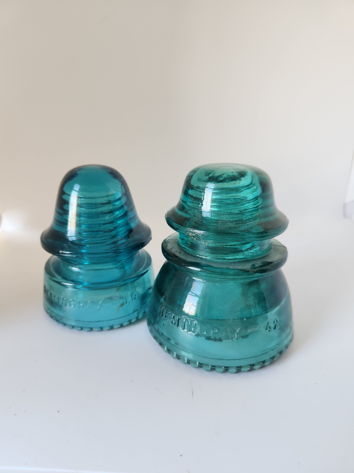 Pair of Aqua Glass Telegraph Insulators – Hemingray No. 19 & No. 42 - image 6 of 7