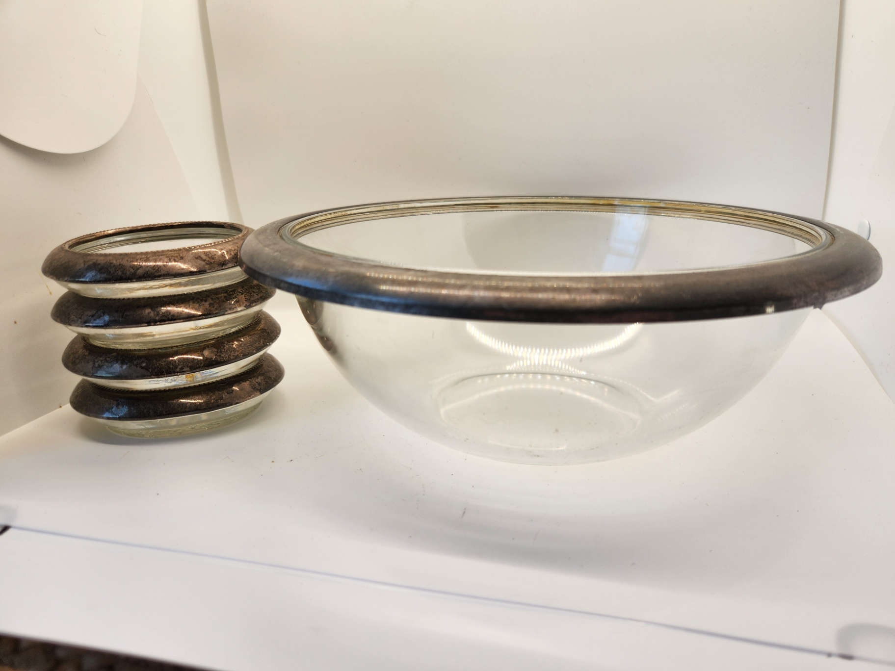 Vintage 5-Piece Silver-Rimmed Glass Serving Set - Mid-Century Modern - Mold 30/30 - image 10 of 10