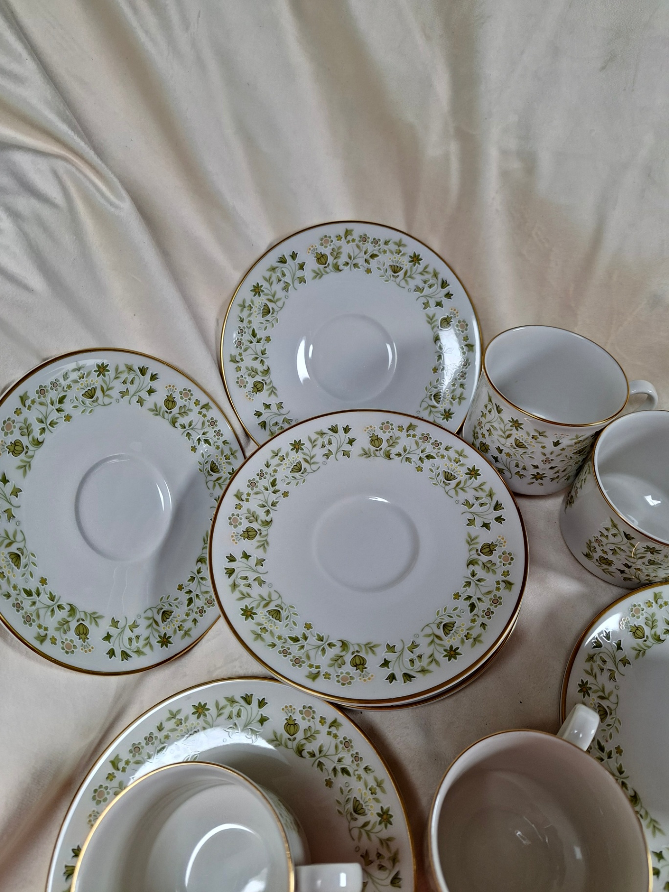 Vintage Westfield Royal Doulton Green floral china dinnerware set with gold trim, Made in England - image 7 of 9