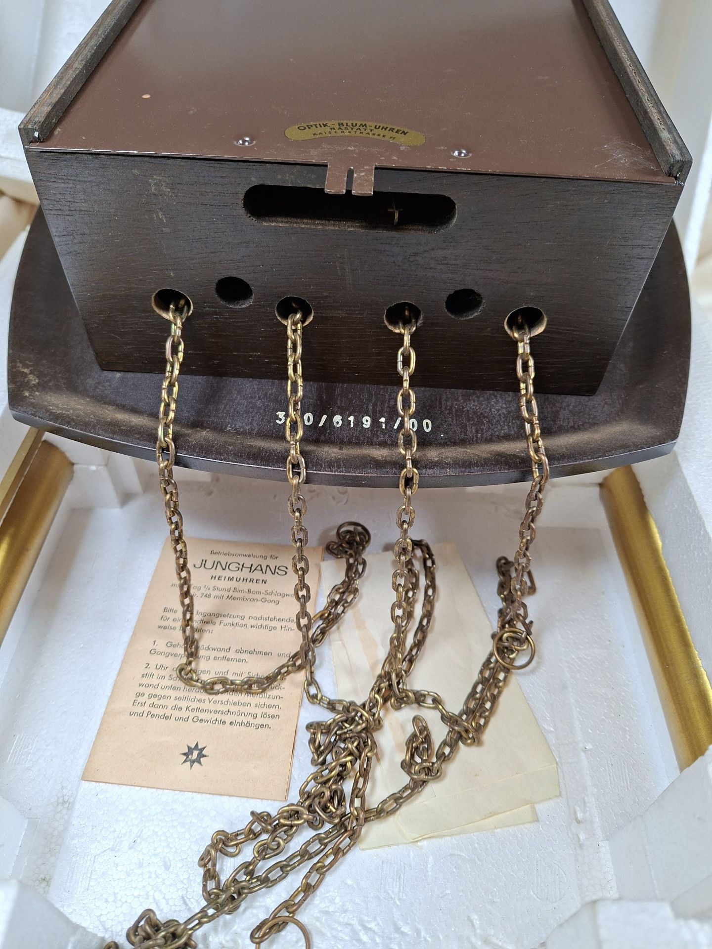 Junghans Wall Clock with Pendulum and Chains.  From GERMANY - image 5 of 5