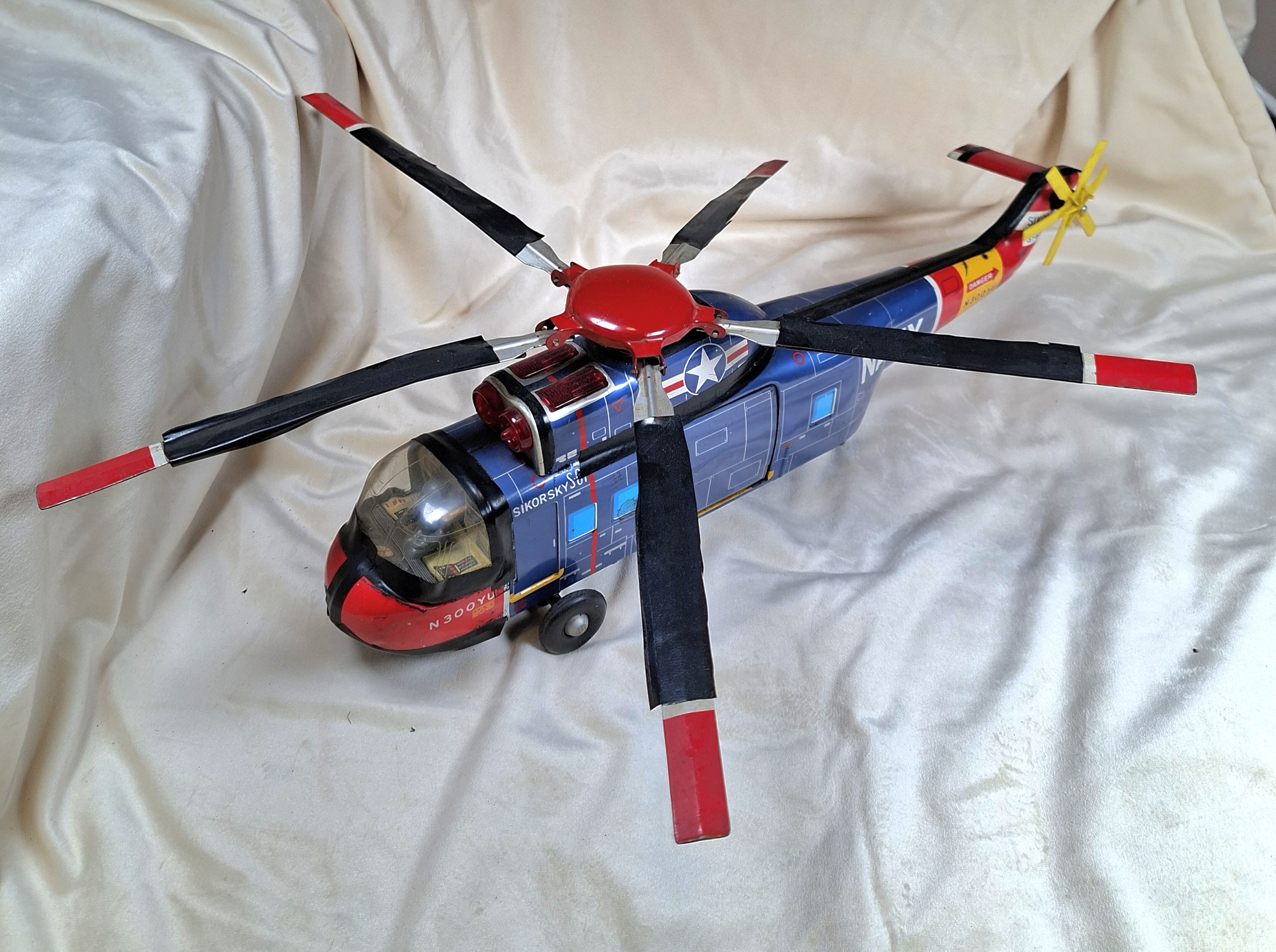 1960s Japan TIN TOY Sikorsky S-61 Navy Toy Helicopter Model, 18" - image 2 of 10