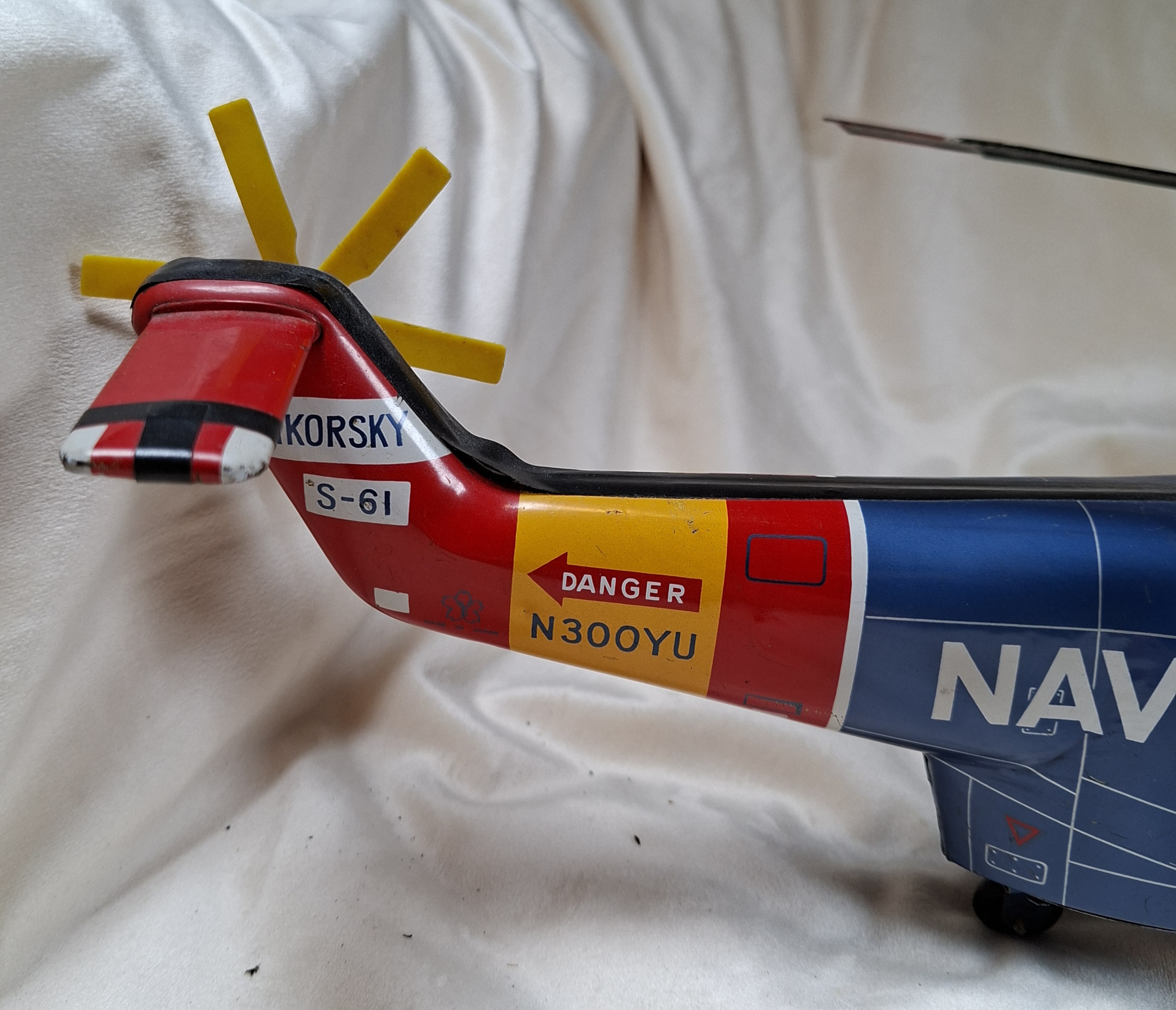 1960s Japan TIN TOY Sikorsky S-61 Navy Toy Helicopter Model, 18" - image 6 of 10