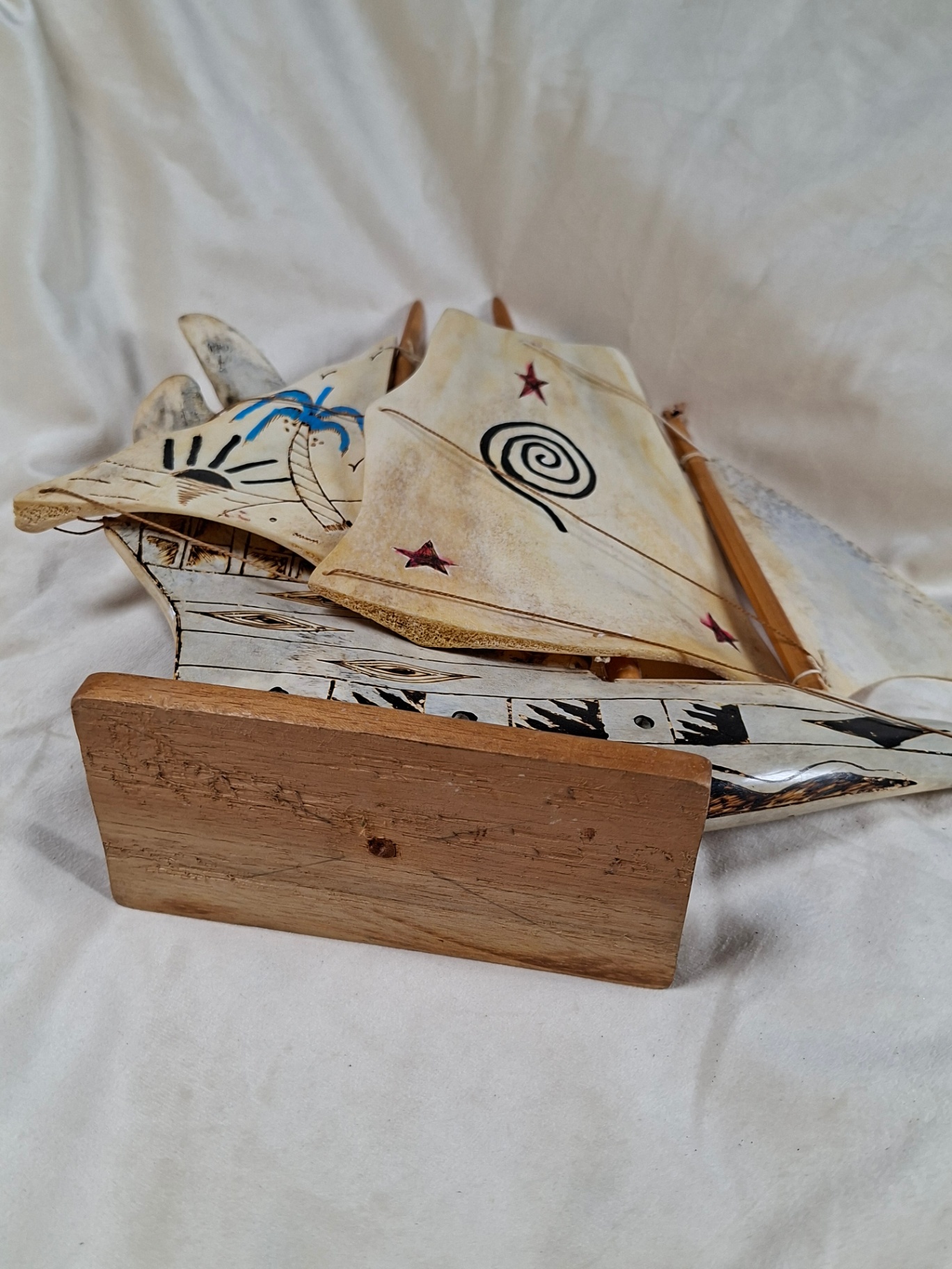 Hand Painted Pirate Sailing Ship, Made from REAL jawbone and bone, Made in Cuba - image 4 of 9