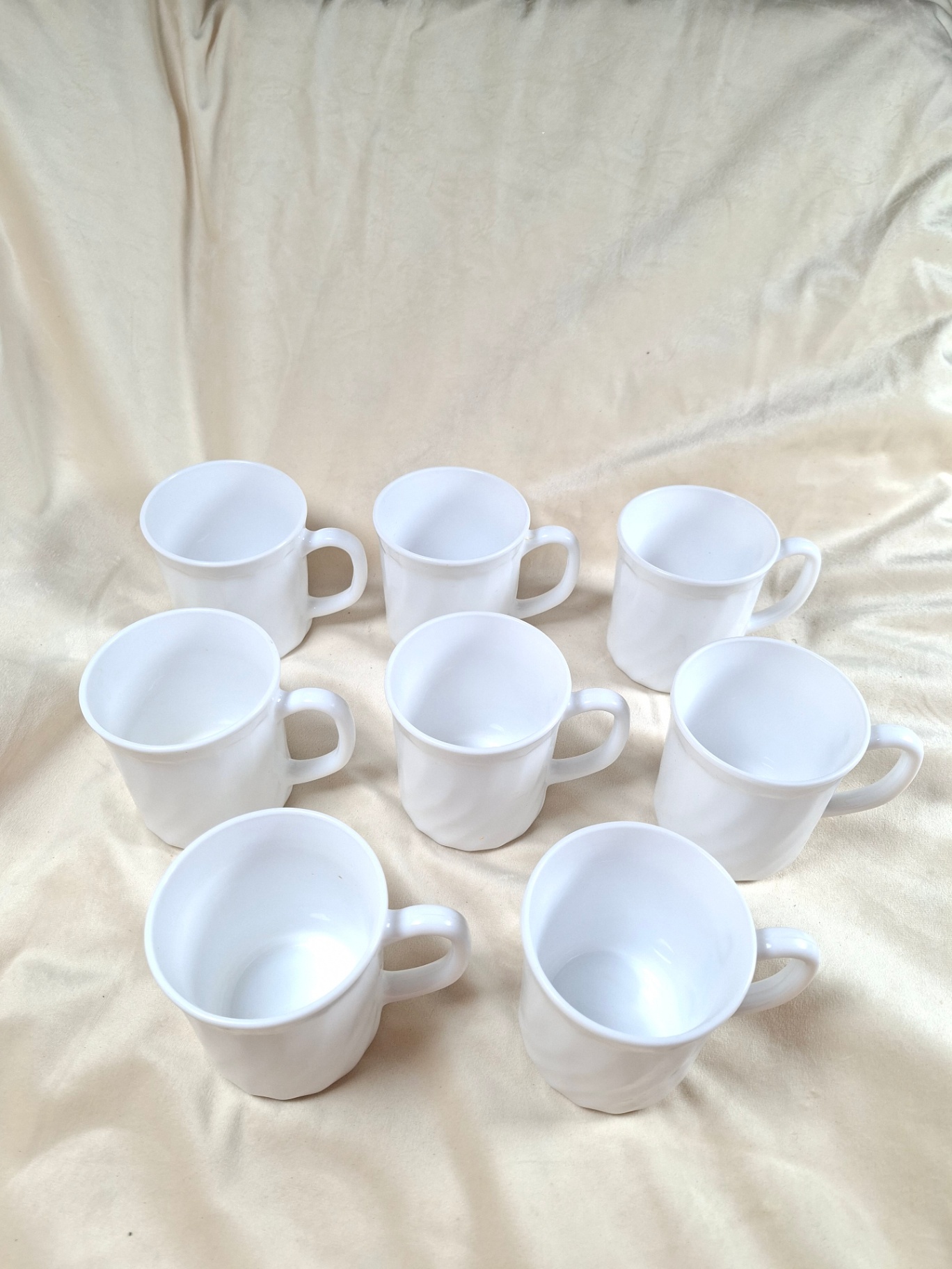 Set of Nine White Ceramic Mugs, Arcopal France  - image 1 of 7