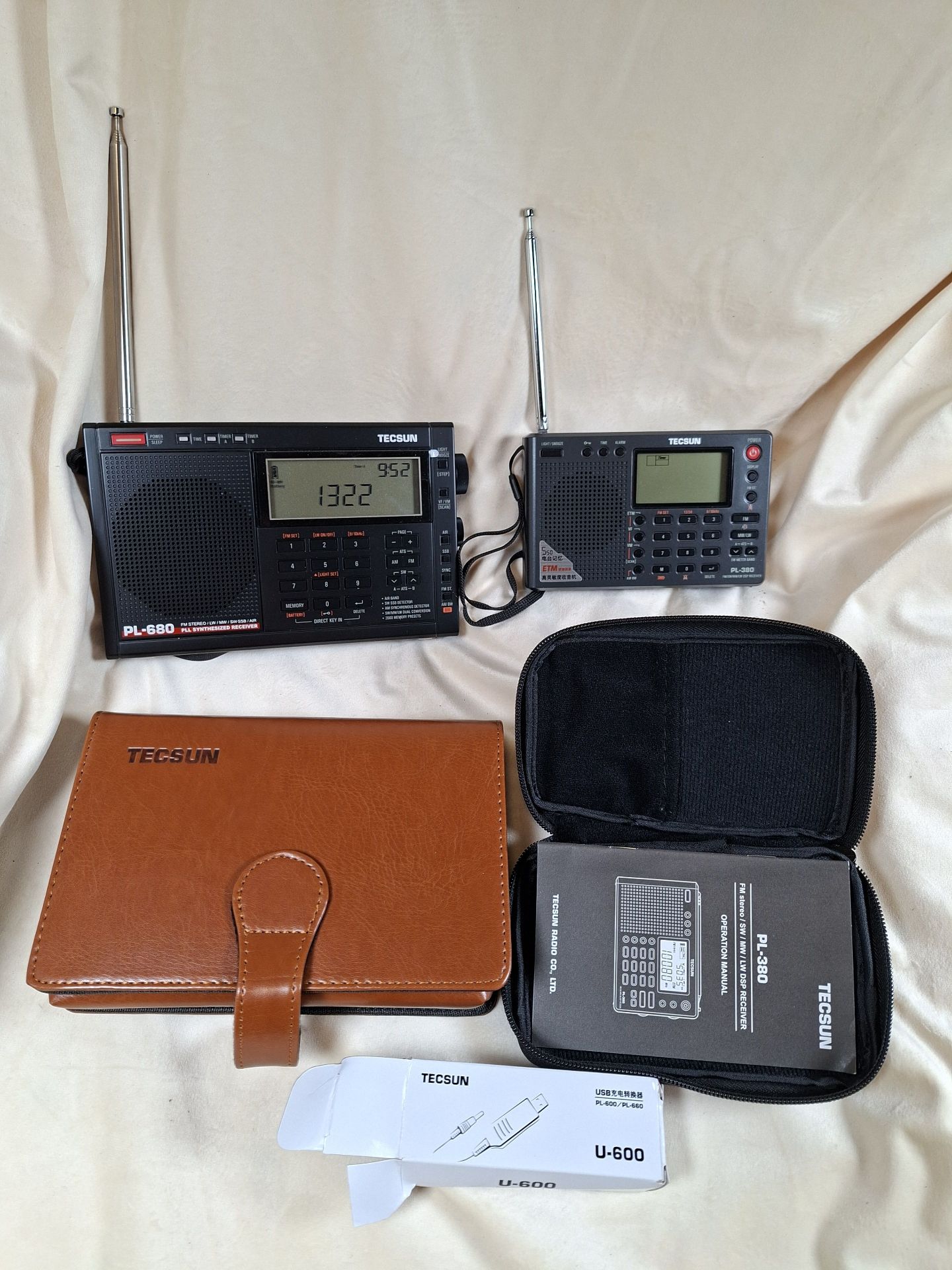 Tecsun PL-680 and PL-380 Portable Radios with Cases and Accessories - image 3 of 8