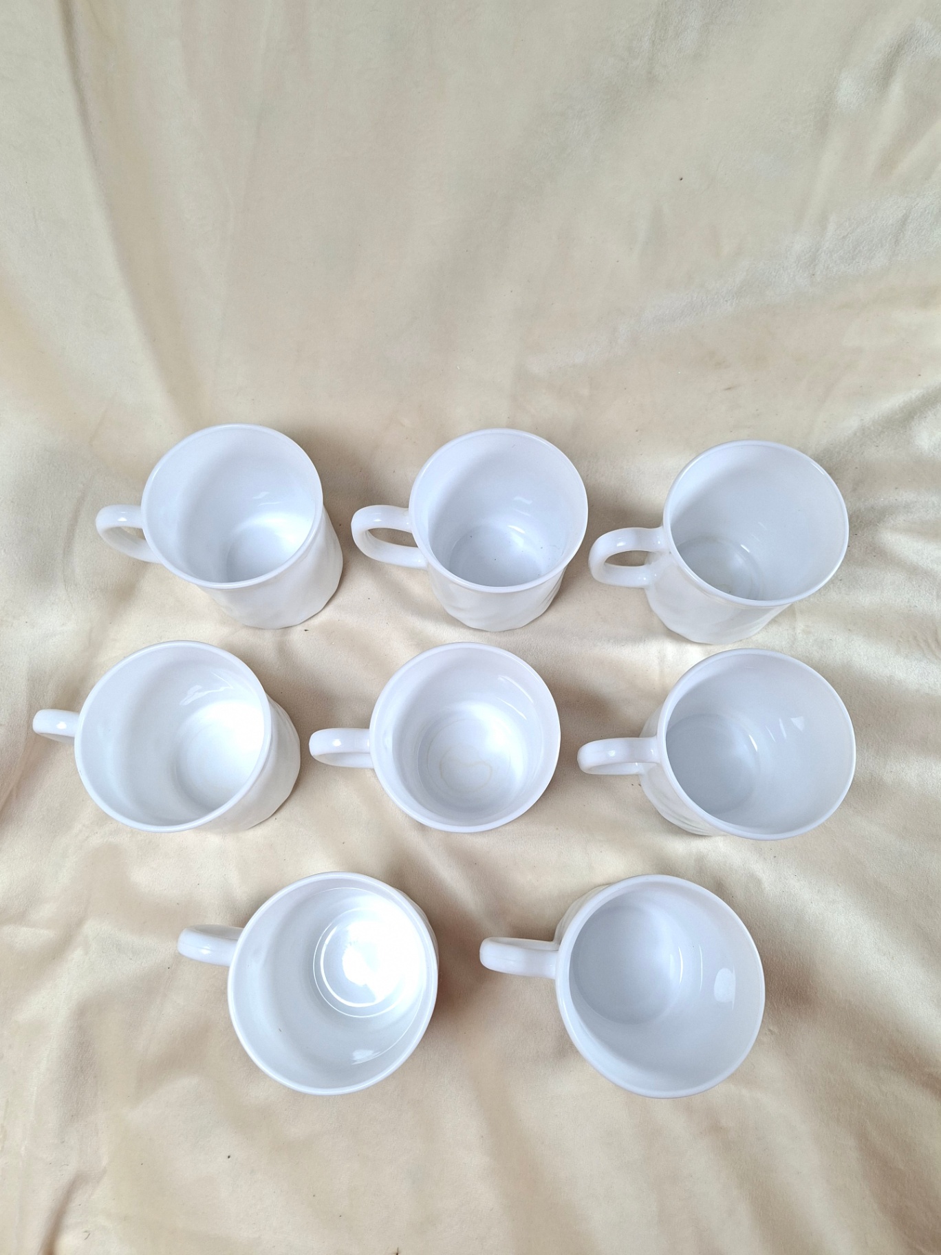 Set of Nine White Ceramic Mugs, Arcopal France  - image 5 of 7