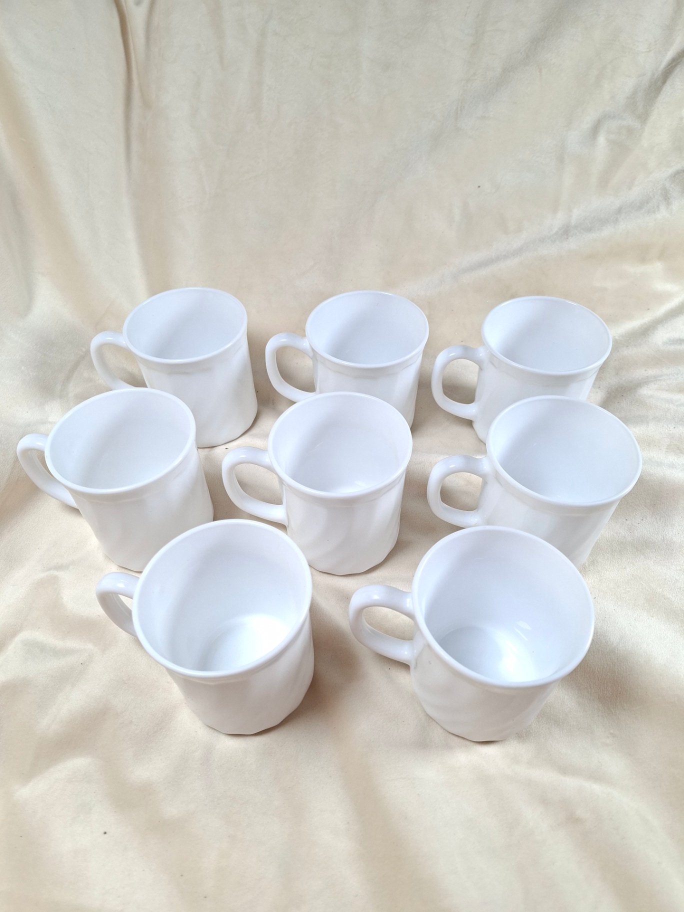 Set of Nine White Ceramic Mugs, Arcopal France  - image 4 of 7