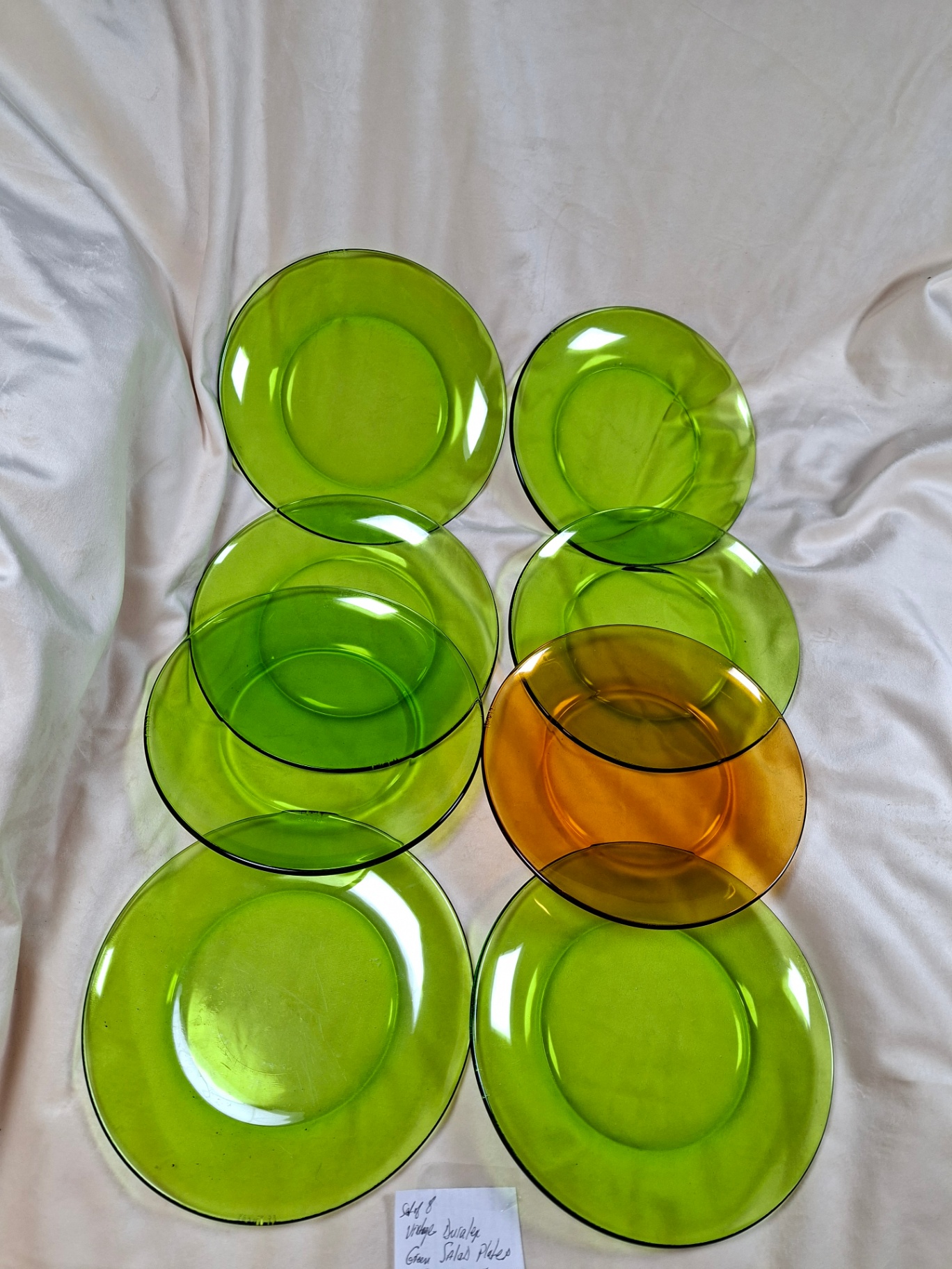 Vintage Duralex France Lime-green glass salad plates, 8 Pcs - image 1 of 6