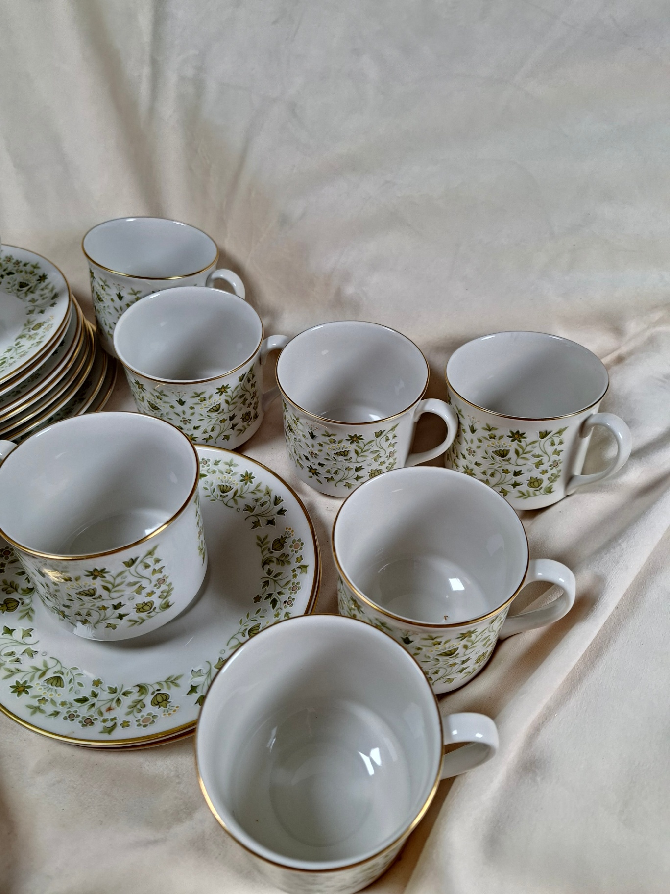 Vintage Westfield Royal Doulton Green floral china dinnerware set with gold trim, Made in England - image 4 of 9