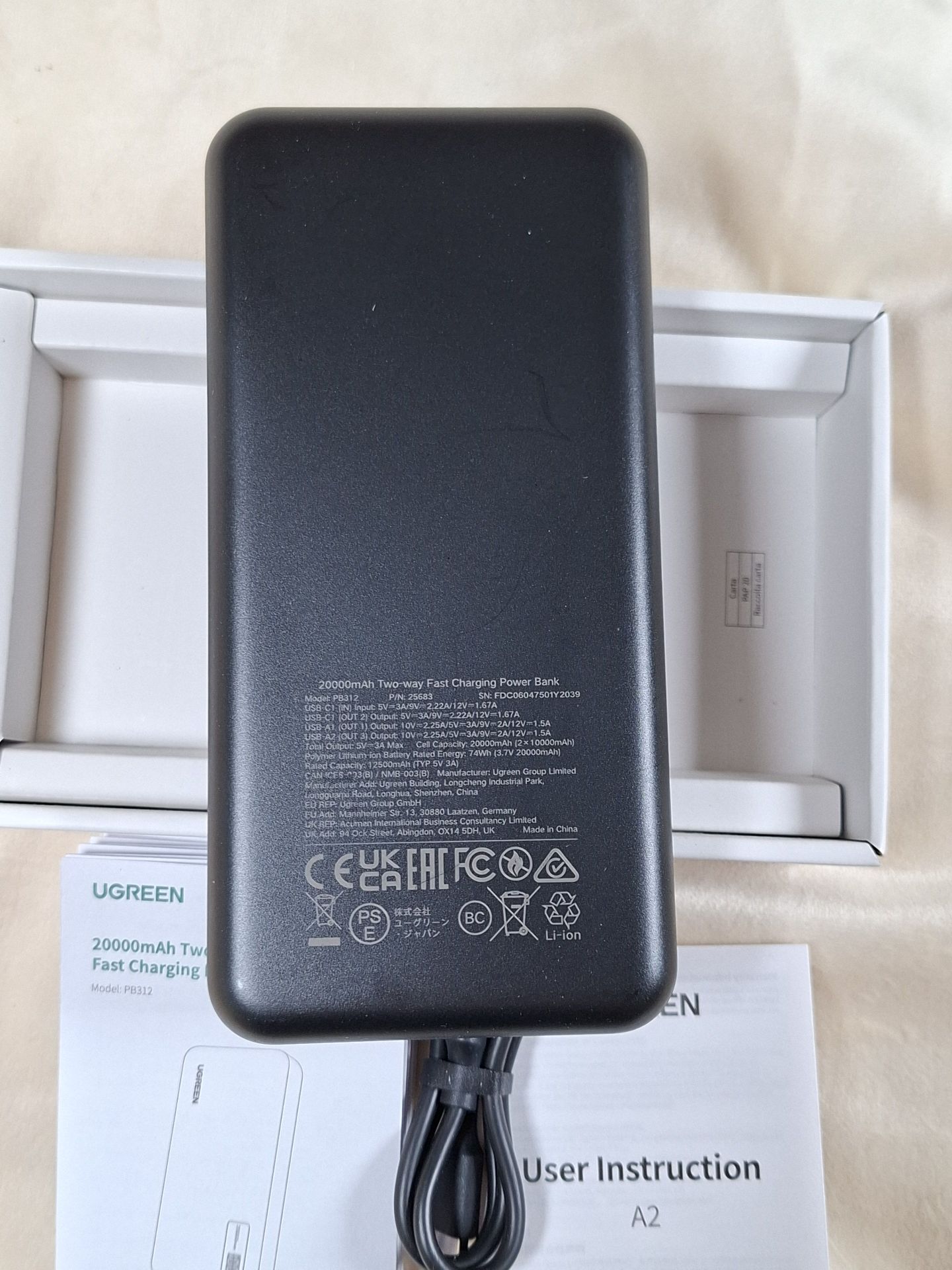 UGREEN 20000mAh Two-Way Fast Charging Power Bank with Accessories - image 3 of 4