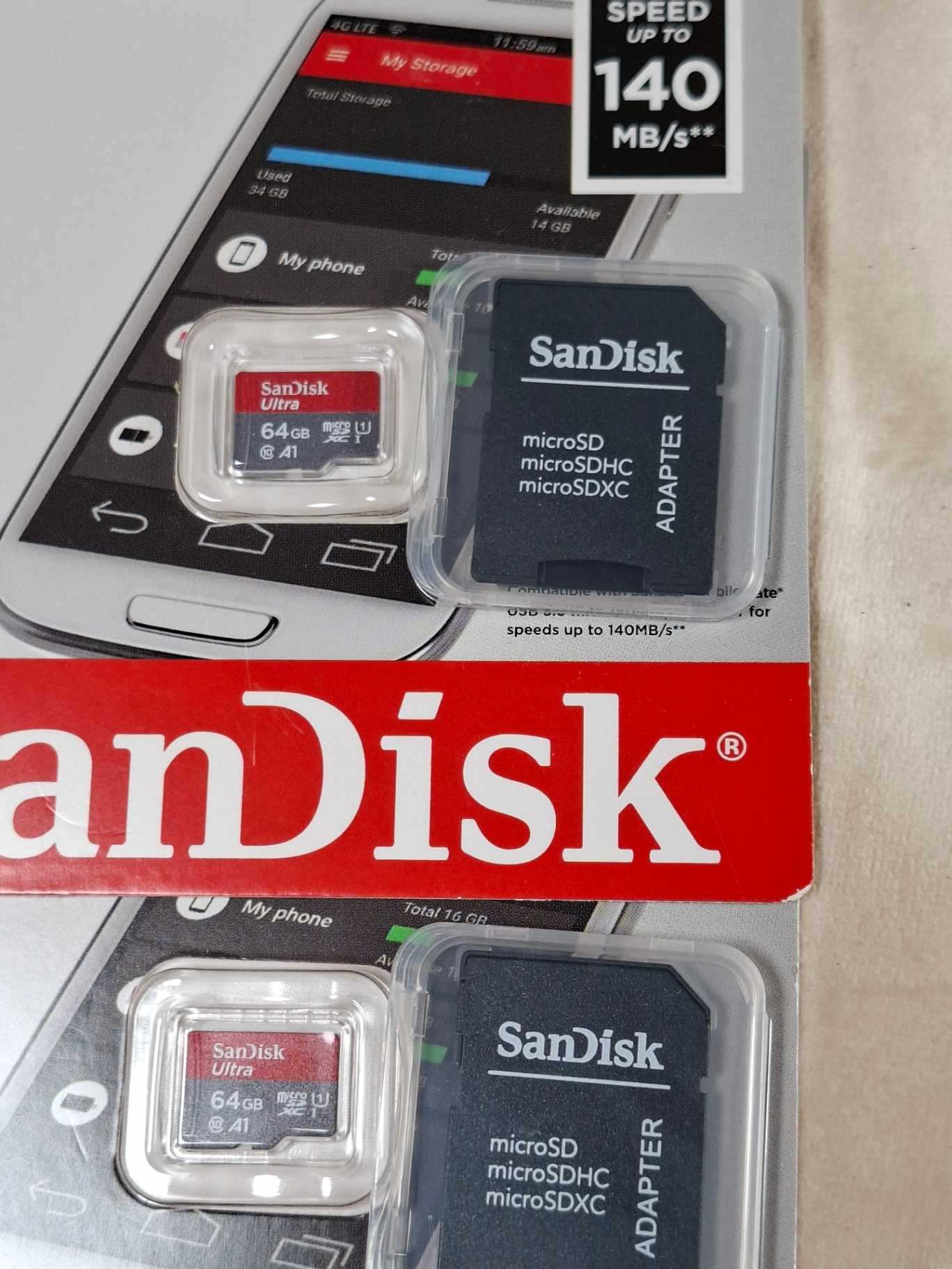 Two SanDisk Ultra microSDXC UHS-I memory cards (64 GB) with adapters - image 3 of 4