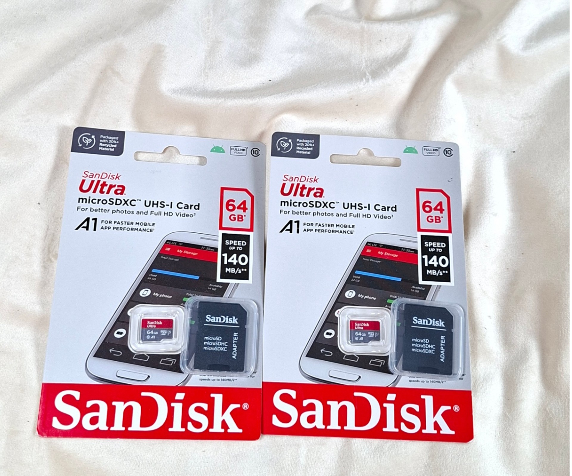 Two SanDisk Ultra microSDXC UHS-I memory cards (64 GB) with adapters - image 1 of 4