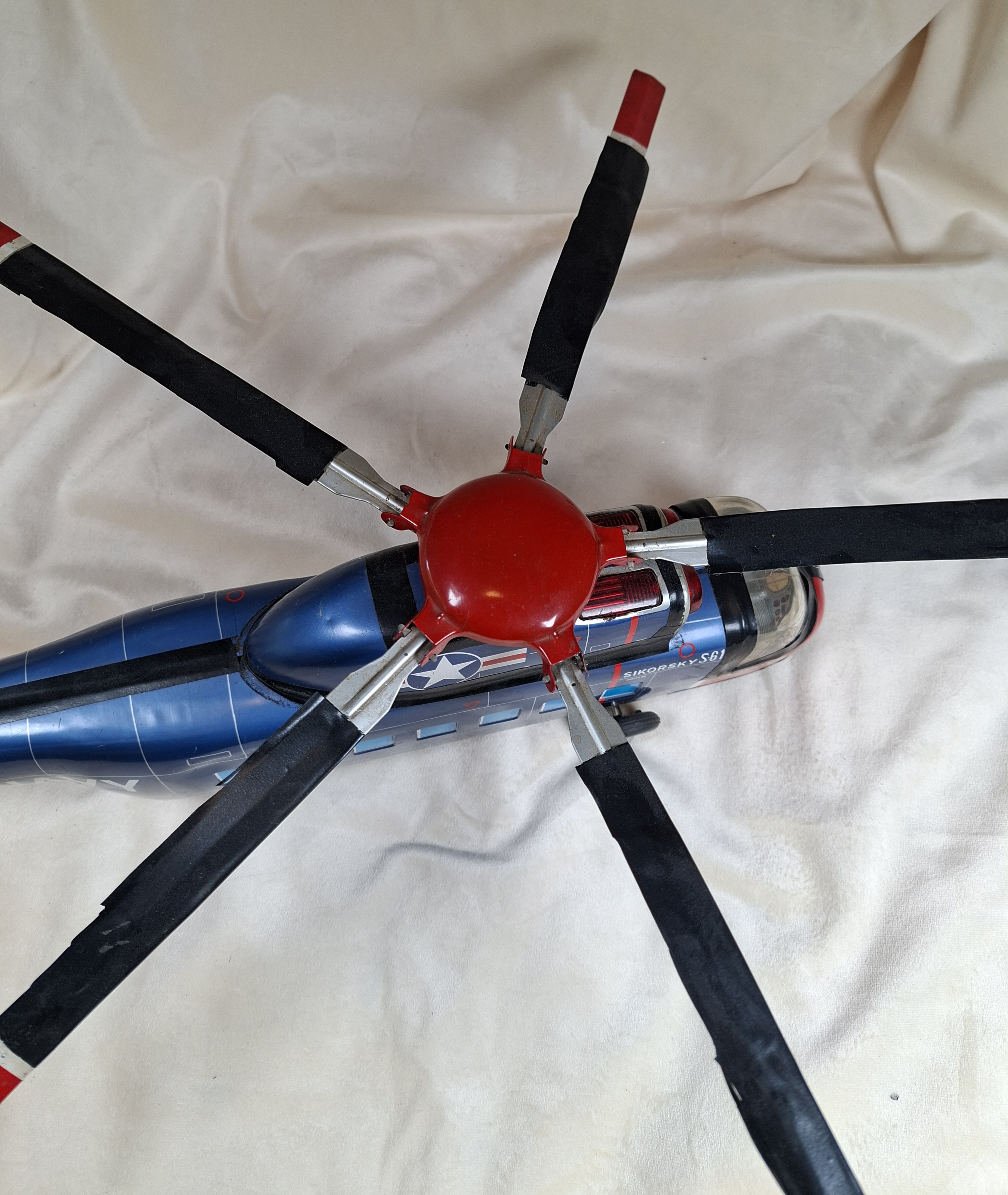 1960s Japan TIN TOY Sikorsky S-61 Navy Toy Helicopter Model, 18" - image 7 of 10