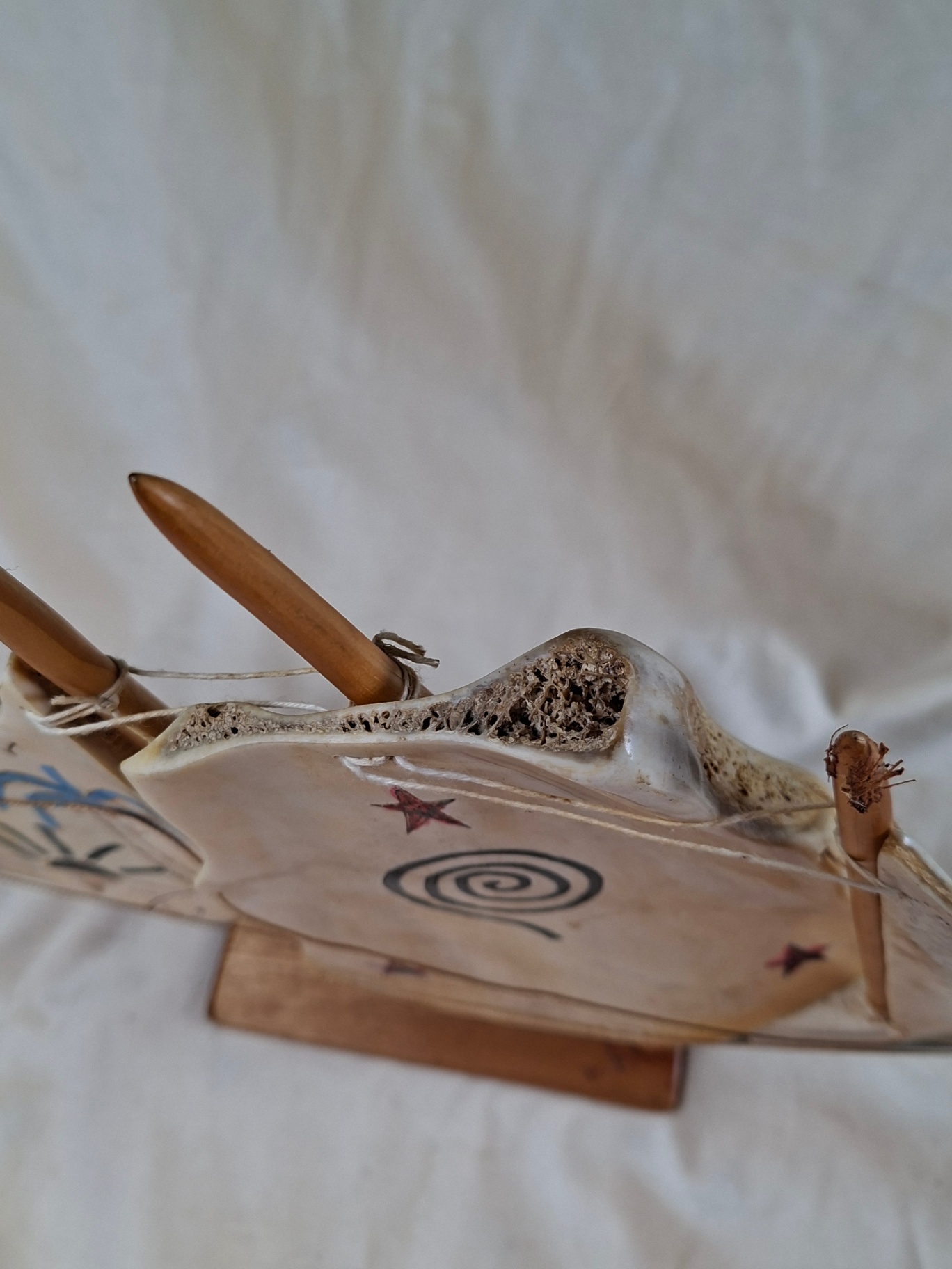 Hand Painted Pirate Sailing Ship, Made from REAL jawbone and bone, Made in Cuba - image 8 of 9