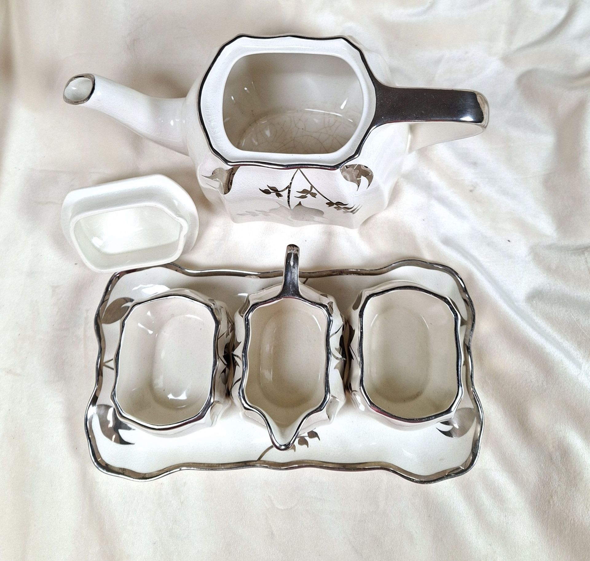 Sandland Ware England Teapot Set with Tray and Three Dishes - image 3 of 8