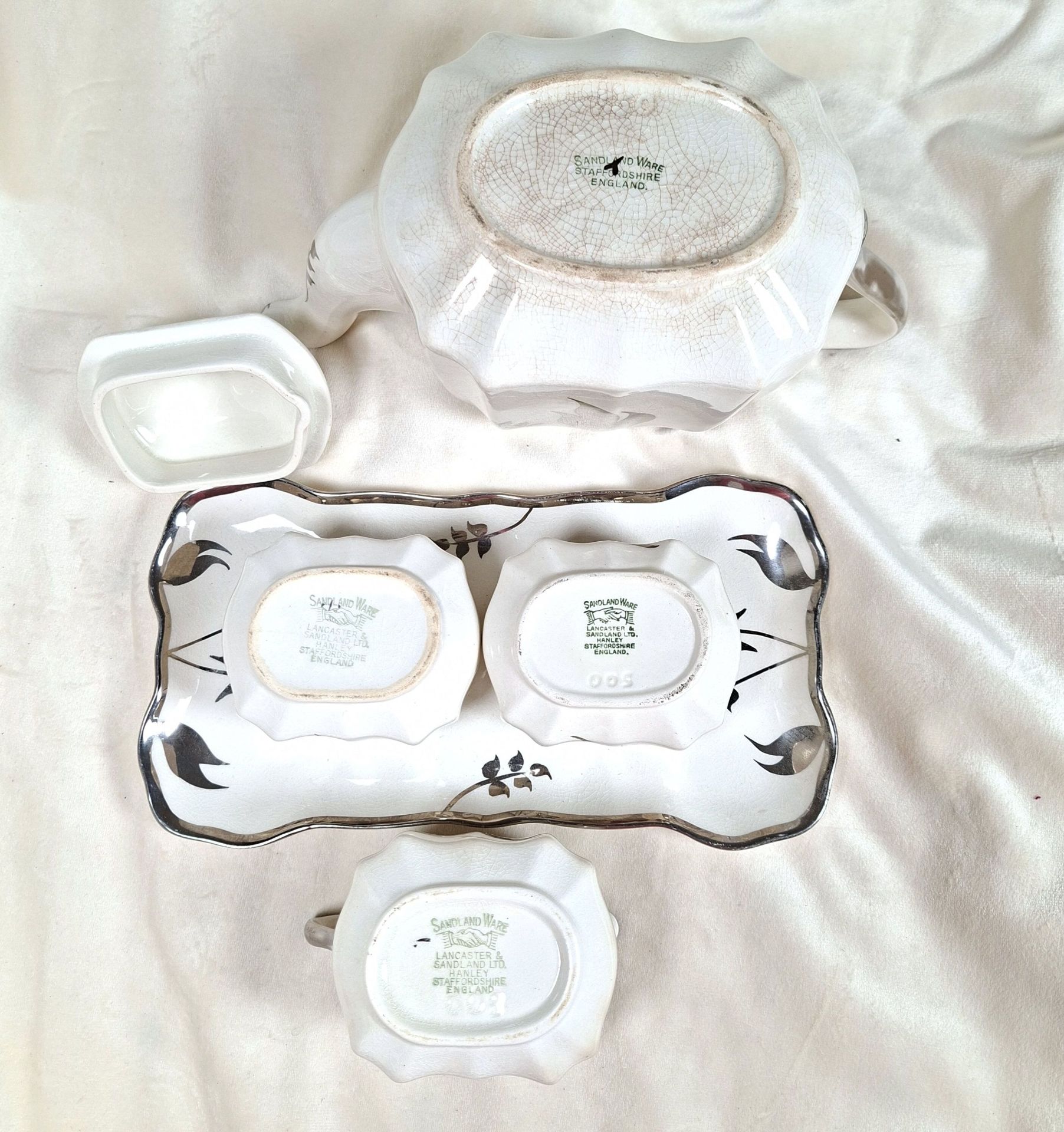 Sandland Ware England Teapot Set with Tray and Three Dishes - image 4 of 8