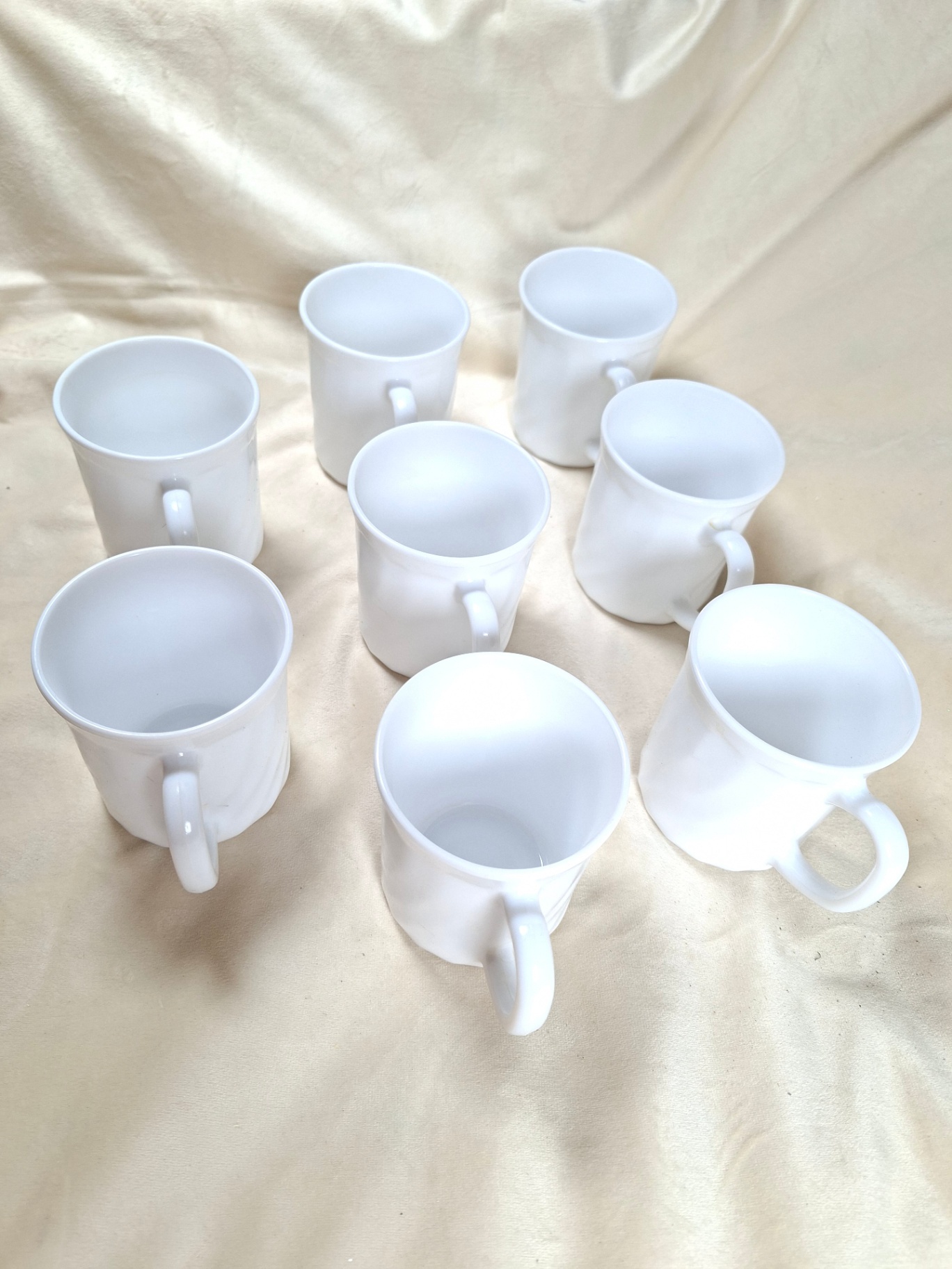 Set of Nine White Ceramic Mugs, Arcopal France  - image 3 of 7