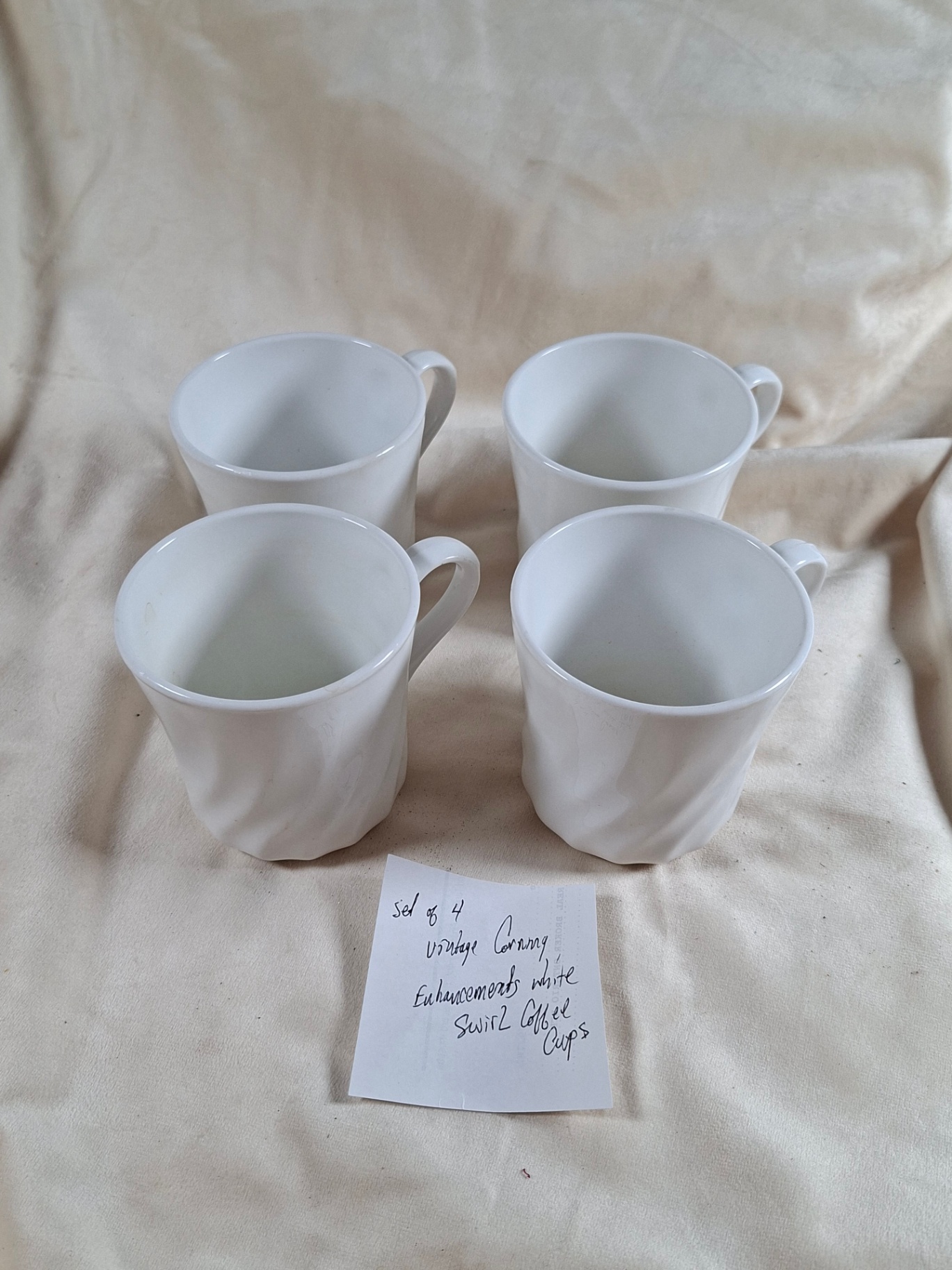 Set of 4 Corning White Swirl USA Coffee Mugs - image 1 of 5