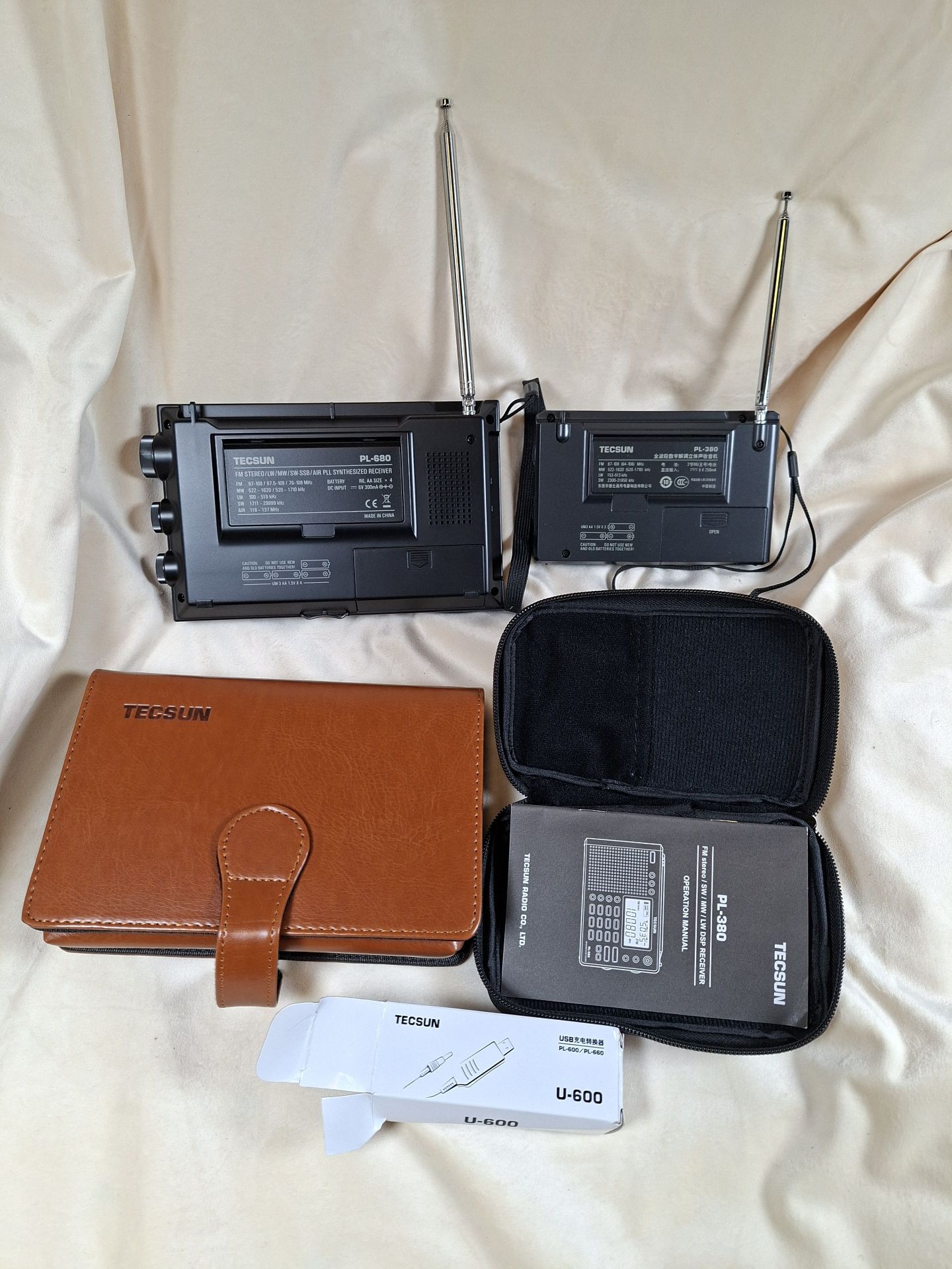 Tecsun PL-680 and PL-380 Portable Radios with Cases and Accessories - image 4 of 8