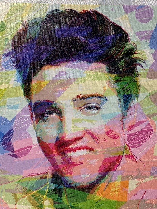 Abstract colorful portrait on canvas elvis - image 3 of 11