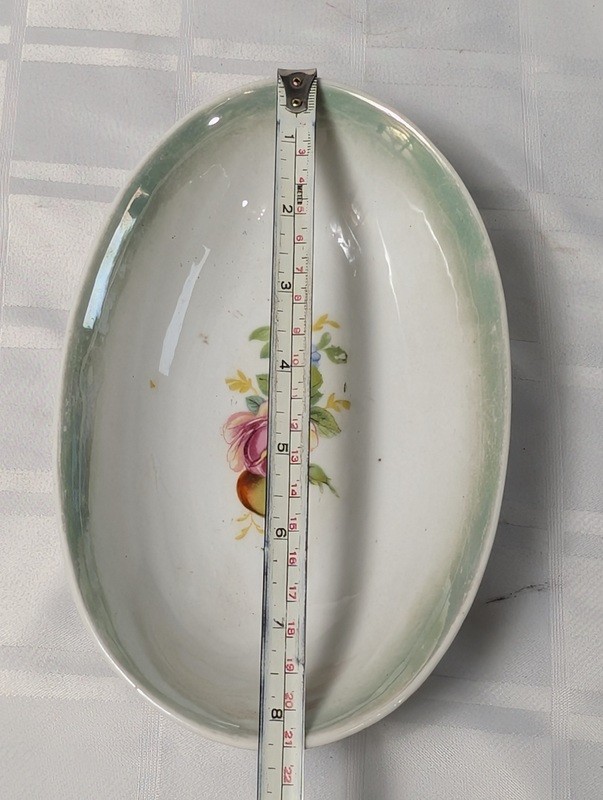 Oval ceramic floral dish - image 8 of 9
