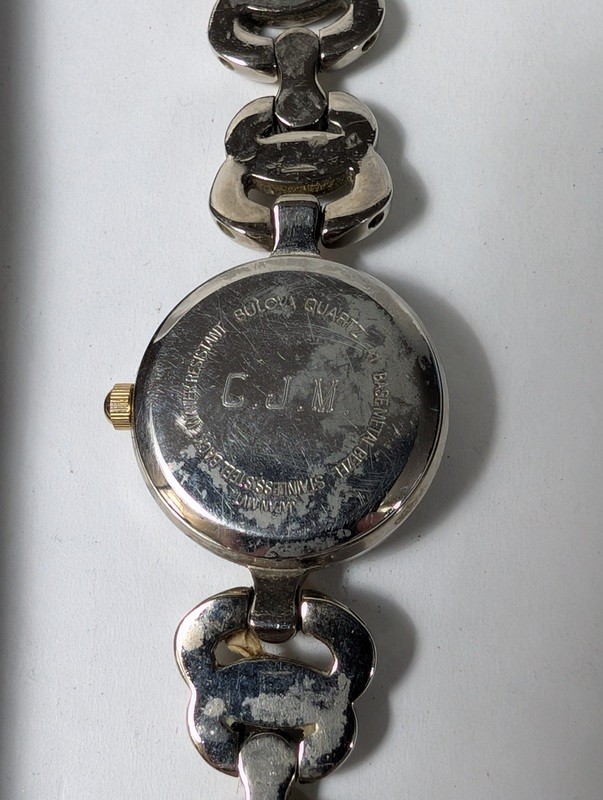Bulova watches with heart motifs: leather cuff strap and two-tone bracelet - image 11 of 12