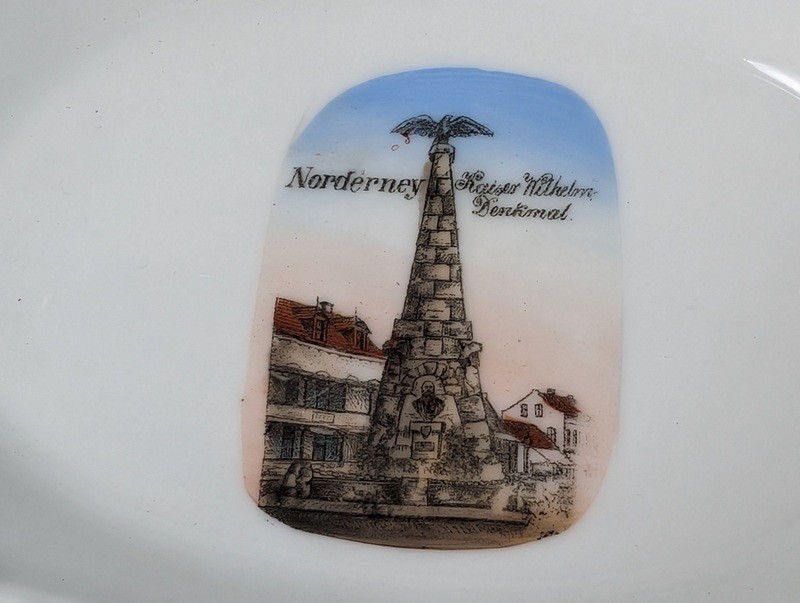 White porcelain serving dish with lighthouse transfer - image 5 of 9
