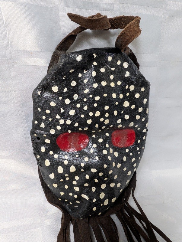 Polka-dot leather mask with fringe - image 5 of 11