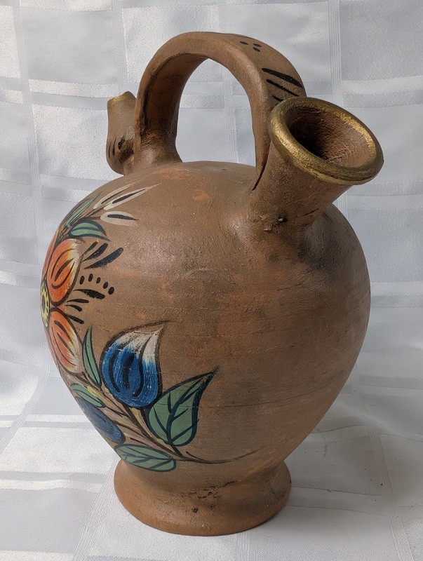 Decorative hand-painted ceramic vase with floral motif - image 5 of 11
