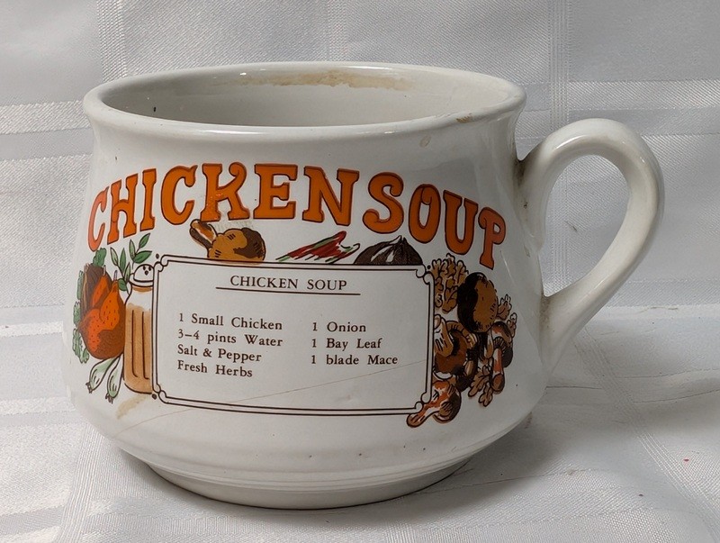 Ceramic chicken soup mug with recipe label - image 1 of 10