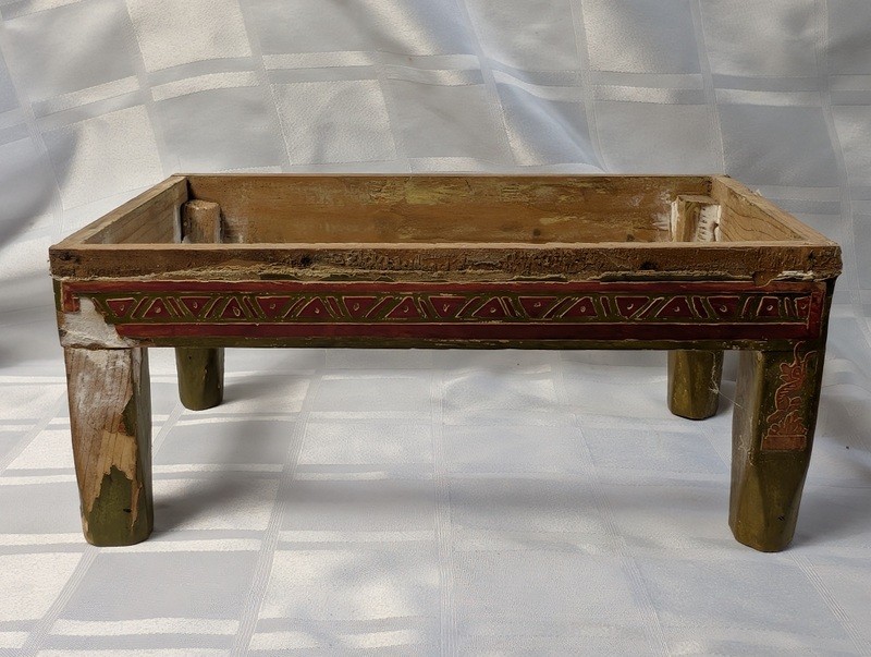 Decorated rustic wooden stool frame - image 7 of 10