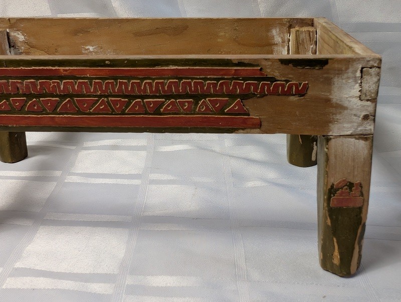 Decorated rustic wooden stool frame - image 4 of 10