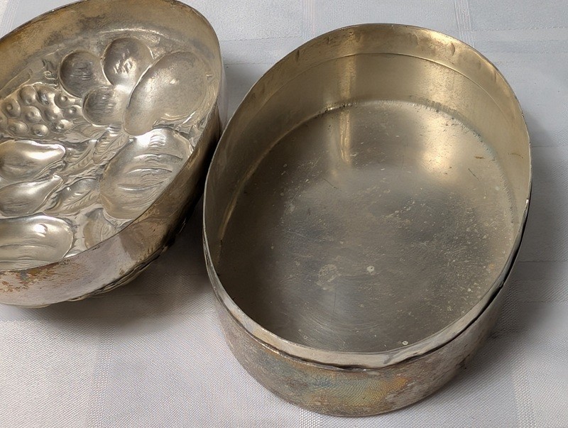 Round Brass Trinket Box with Fruit Motif - image 11 of 13