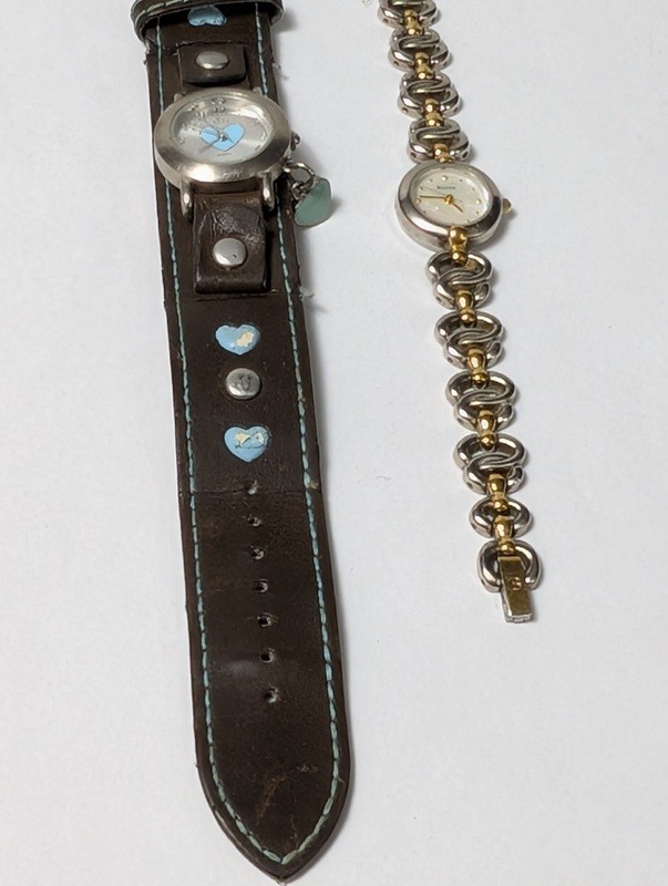 Bulova watches with heart motifs: leather cuff strap and two-tone bracelet - image 8 of 12