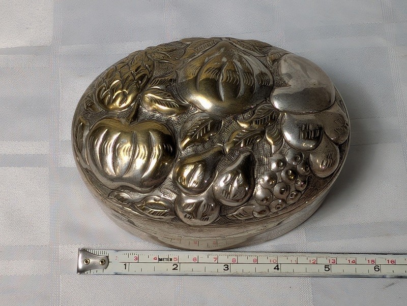 Round Brass Trinket Box with Fruit Motif - image 13 of 13