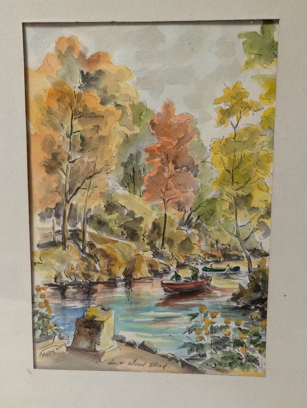 Pair of framed watercolor prints of autumn riverscapes - image 4 of 13