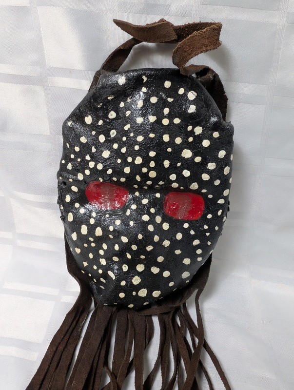 Polka-dot leather mask with fringe - image 2 of 11