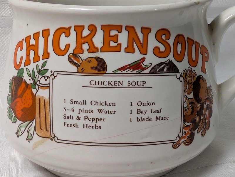 Ceramic chicken soup mug with recipe label - image 3 of 10