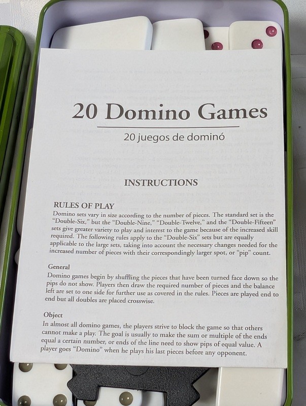 Double Six Dominoes Set in Green Tin - image 8 of 8
