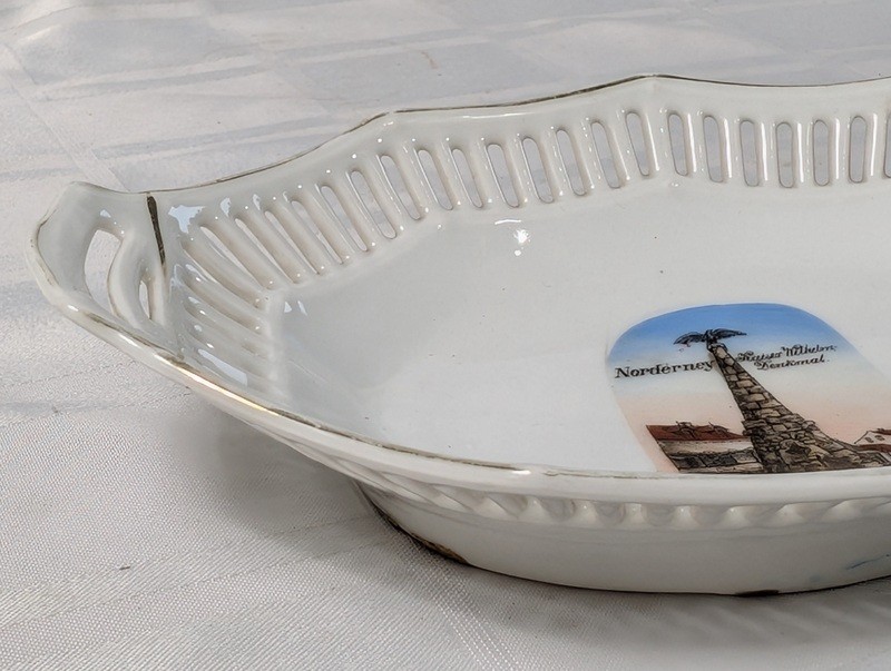 White porcelain serving dish with lighthouse transfer - image 4 of 9