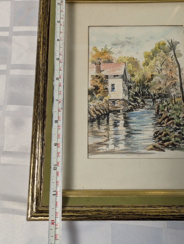 Pair of framed watercolor prints of autumn riverscapes - image 12 of 13