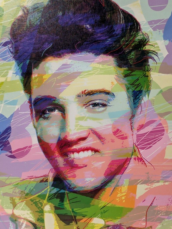 Abstract colorful portrait on canvas elvis - image 2 of 11